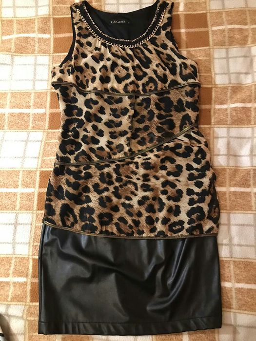 Платье на выход (верх-шифон, низ-экокожа)