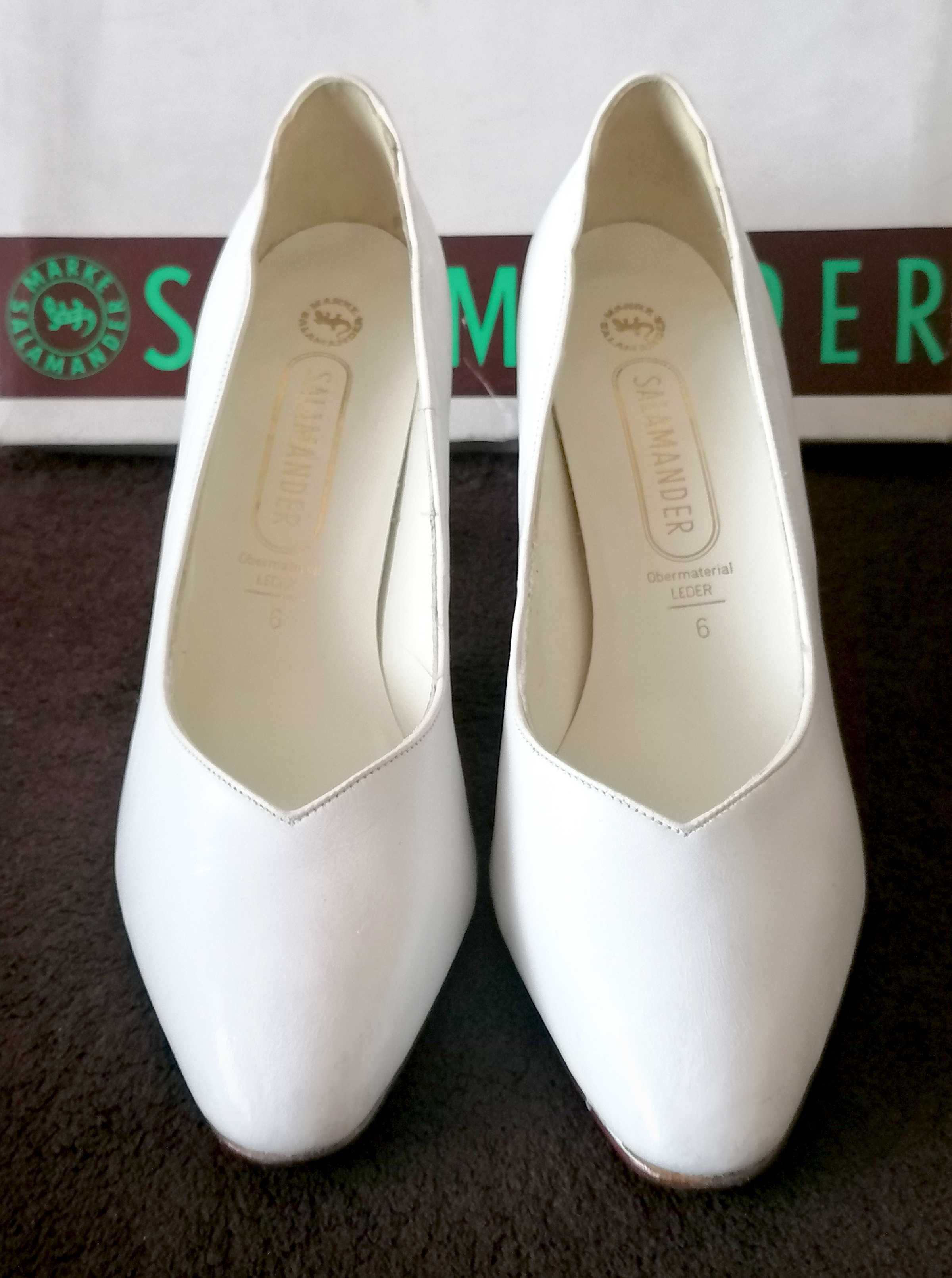 Бели официални кожени обувки Salamander  № 38.5-39, UK 6 - нови