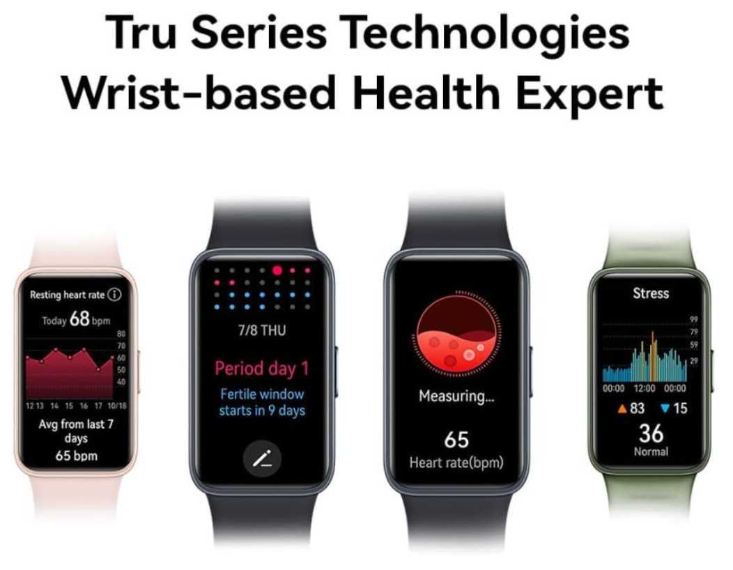 Фитнес гривна Huawei Band 8, монитор на здраве, цвят: черно