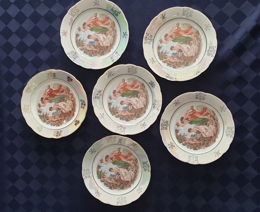 Стар авиаторски шлем и Порцеланови седефени чинии-Kahla