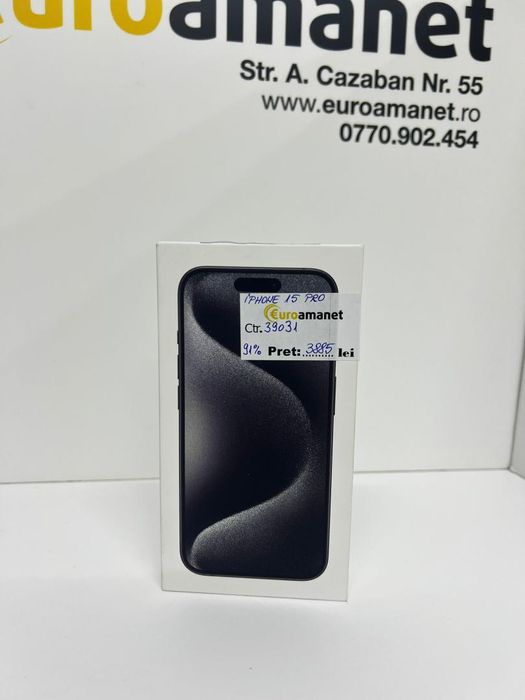 Telefon mobil Apple iPhone 15 Pro, 128GB, 5G, Black Titanium -I-