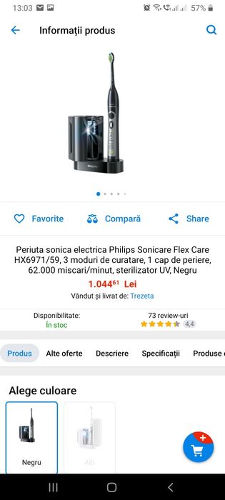 Periuta electrica noua Philips SoniCare Flex HX6971 cu sterilizator UV