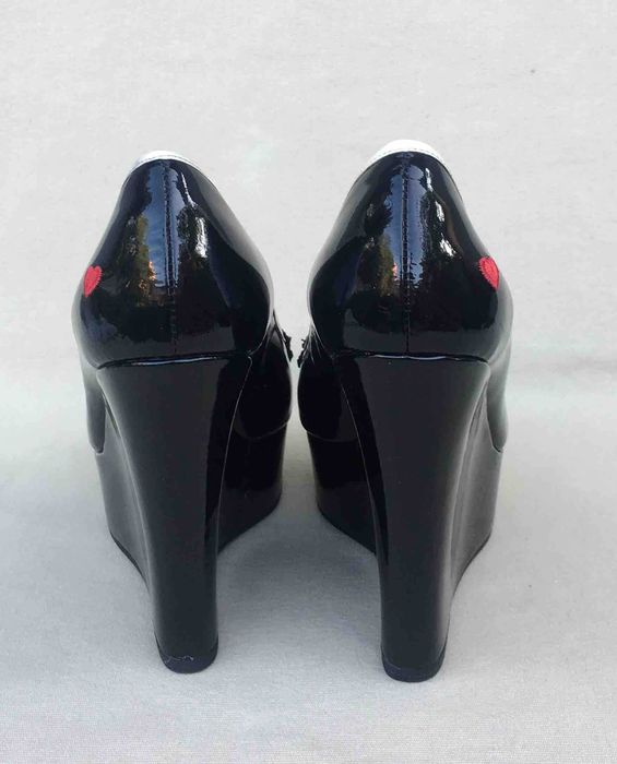 Love MOSCHINO Sandale Platforma Piele Negru Ivory Original Italia