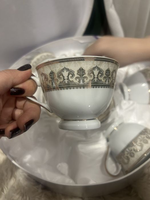 Красивый новый чайный кофейный набор кружки тарелки