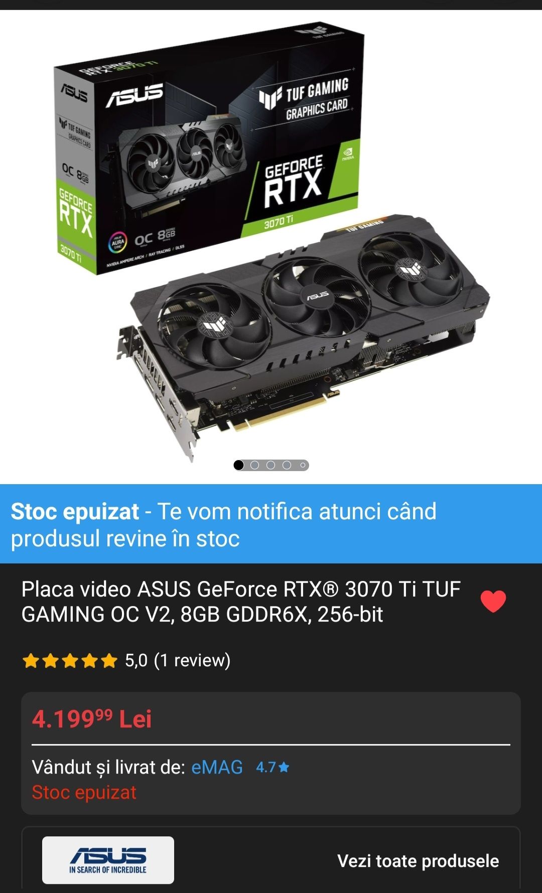 Placa video Asus RTX 3070 Ti Game