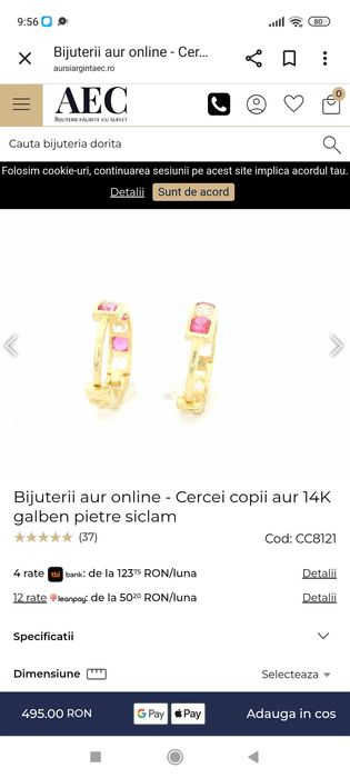 Vand cercei de aur fetita