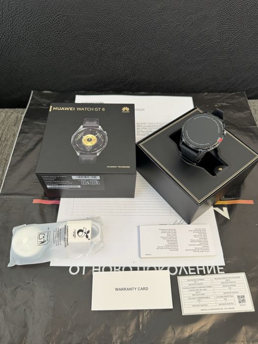 ЧИСТО НОВ 46mm Huawei Watch GT 6 Vivacom Гаранция 2027 г. Black GT6