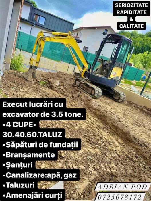 Excavatii 3.5 tone TRANSPORT INCLUS