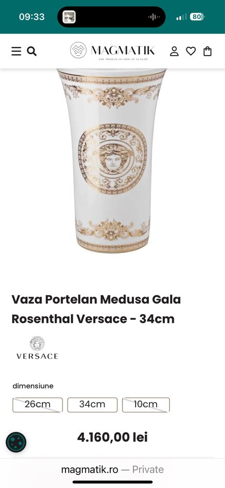 Vaza Versace, originala, din portelan alb, noua cu cutie