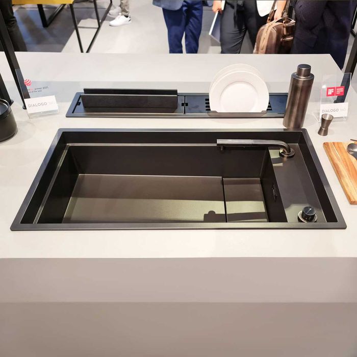 Chiuveta bucatarie compozit Elleci Dialogo 360 negru mat 860x460x220mm