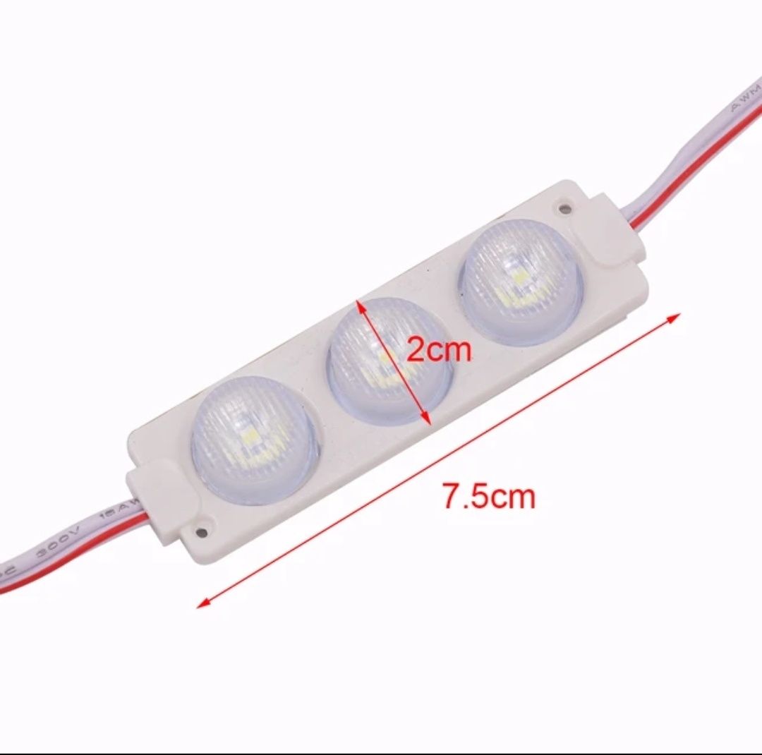 LED Модул с лупа, 3 ДИОДА 12V 3w различни цветове