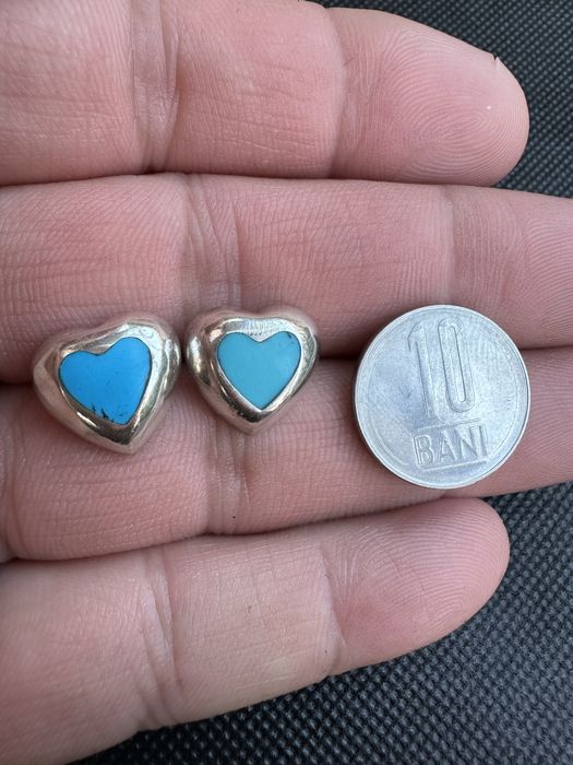 Cercei argint 925 model inimioara cu turcoaz original