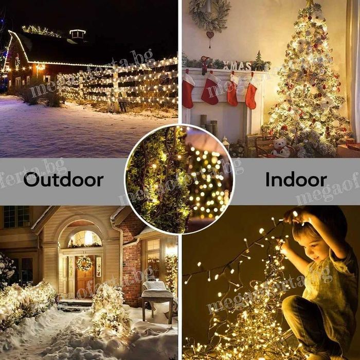 Светещ Коледен Гирлянд 50м. с 250 светодиода и 8 режима на светене