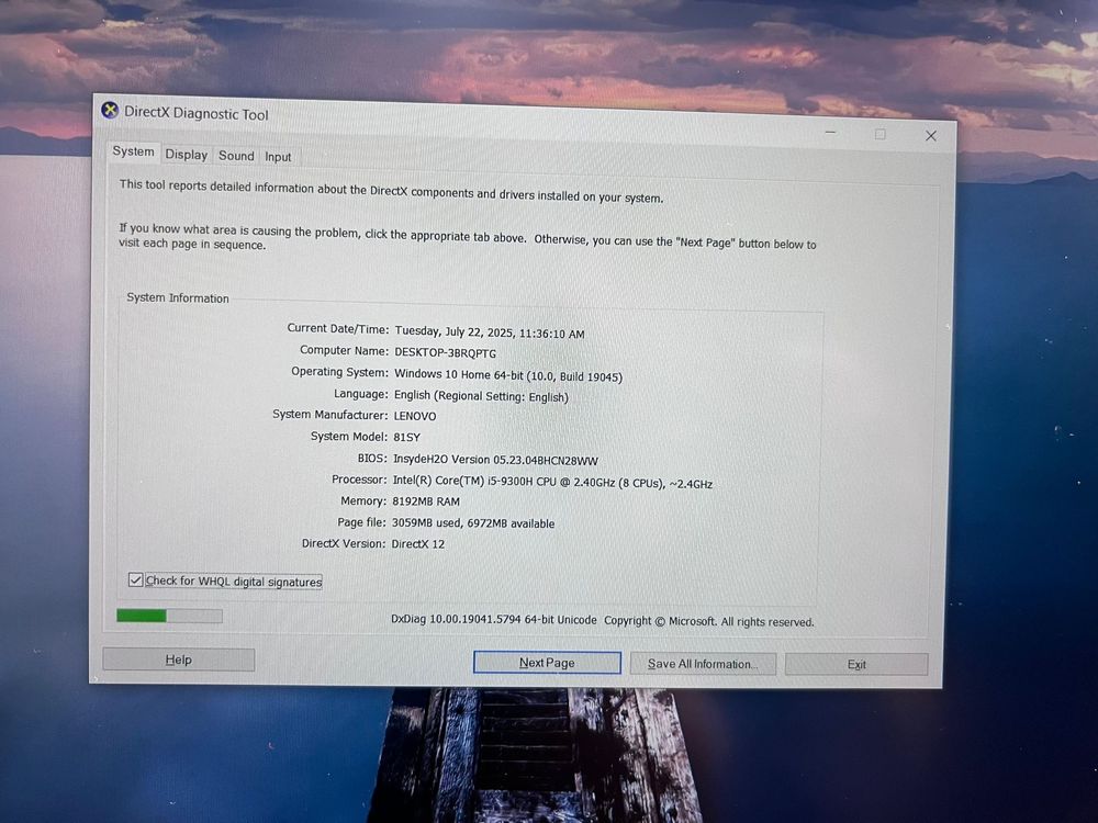 Lenovo gaming Legion 15 intel i5 gen 9