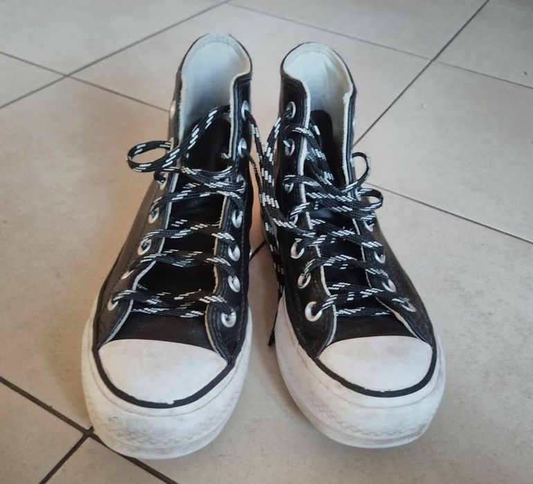 Converse кожени обувки черни
