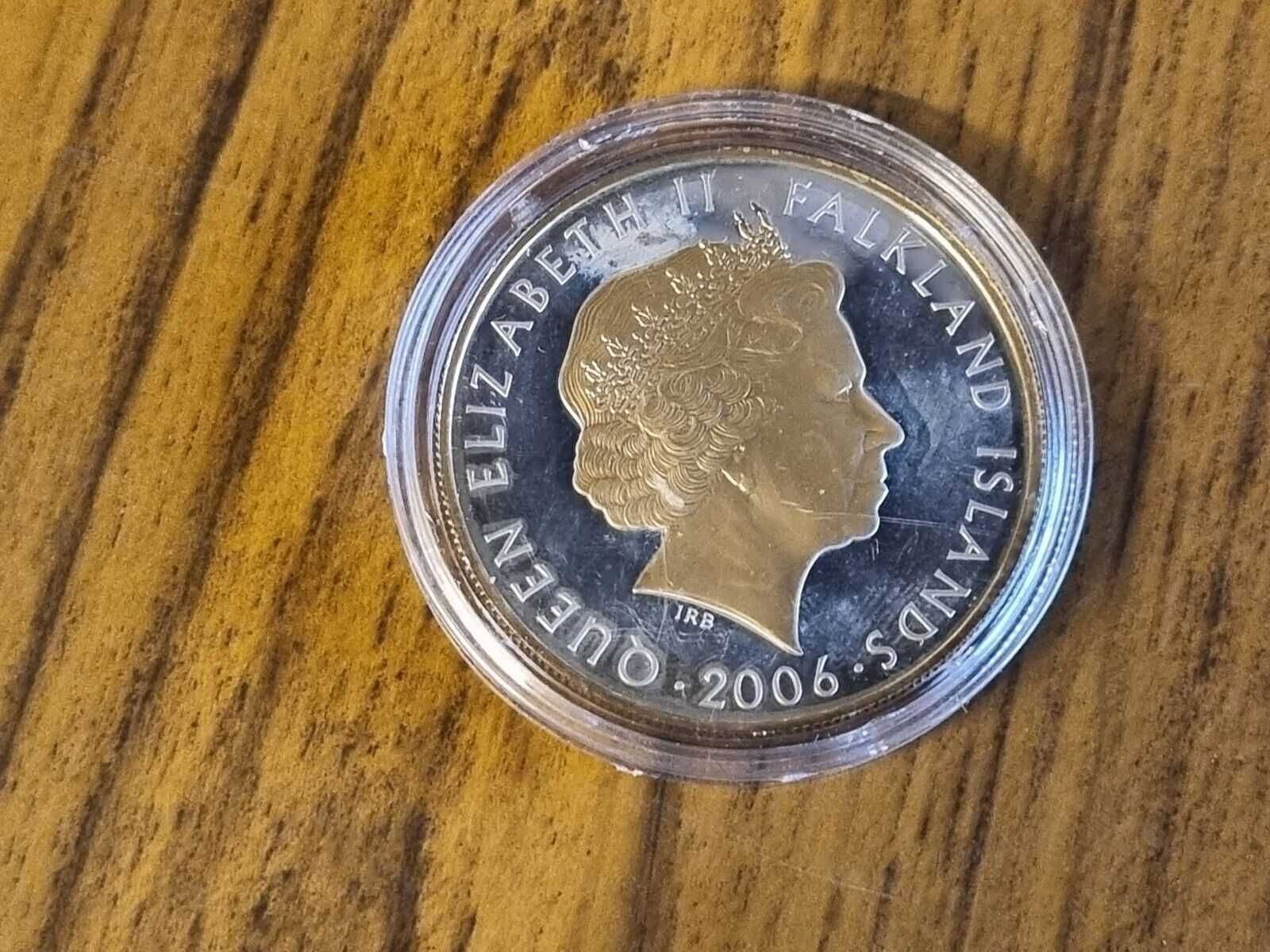 Moneda mare, argint .925 aniversara  2006 Falkland Islands 50p, 28.3g