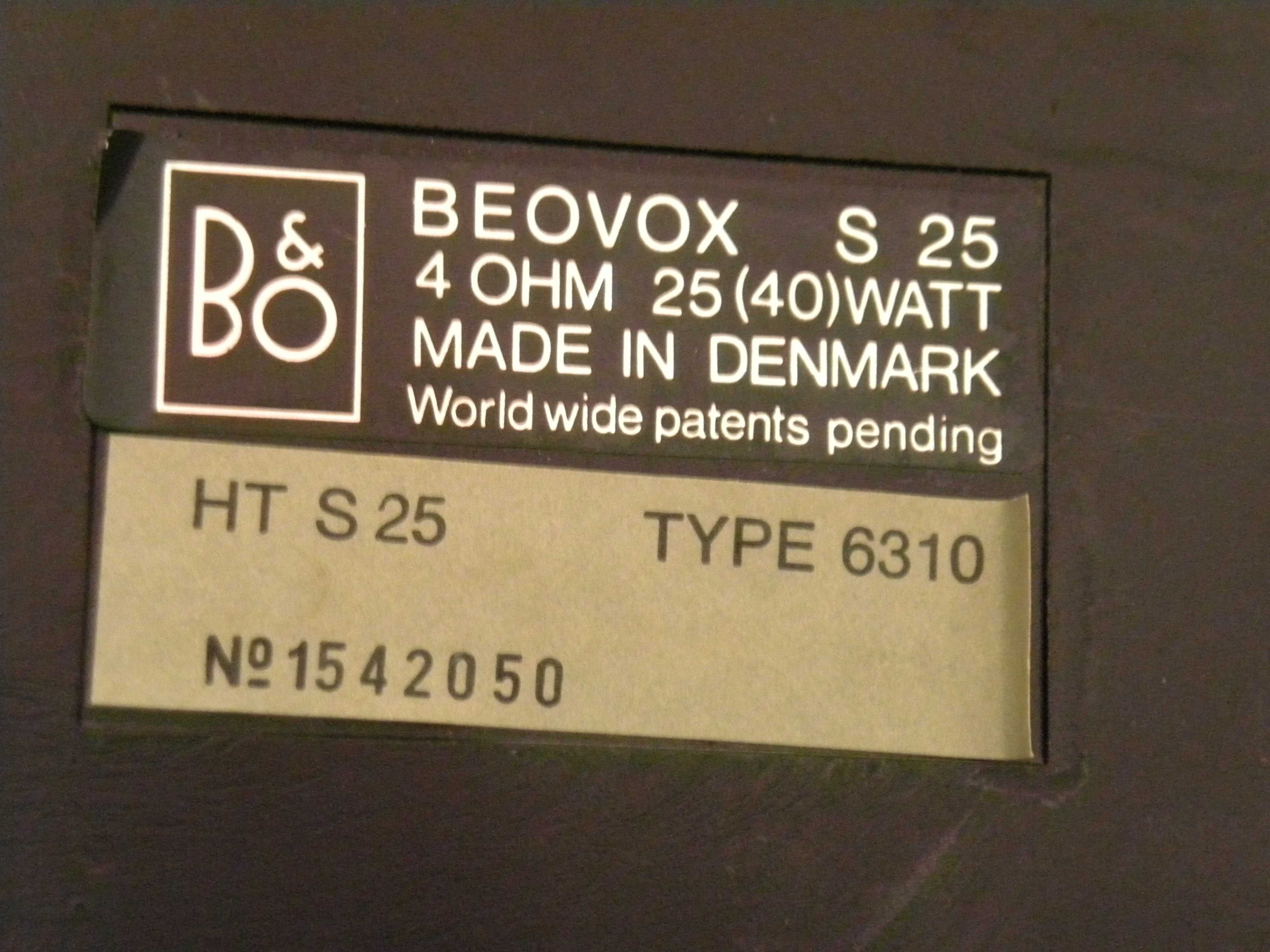 Vintage B&O Beovox S25 Passive Loudspeakers (1977 - 1983)