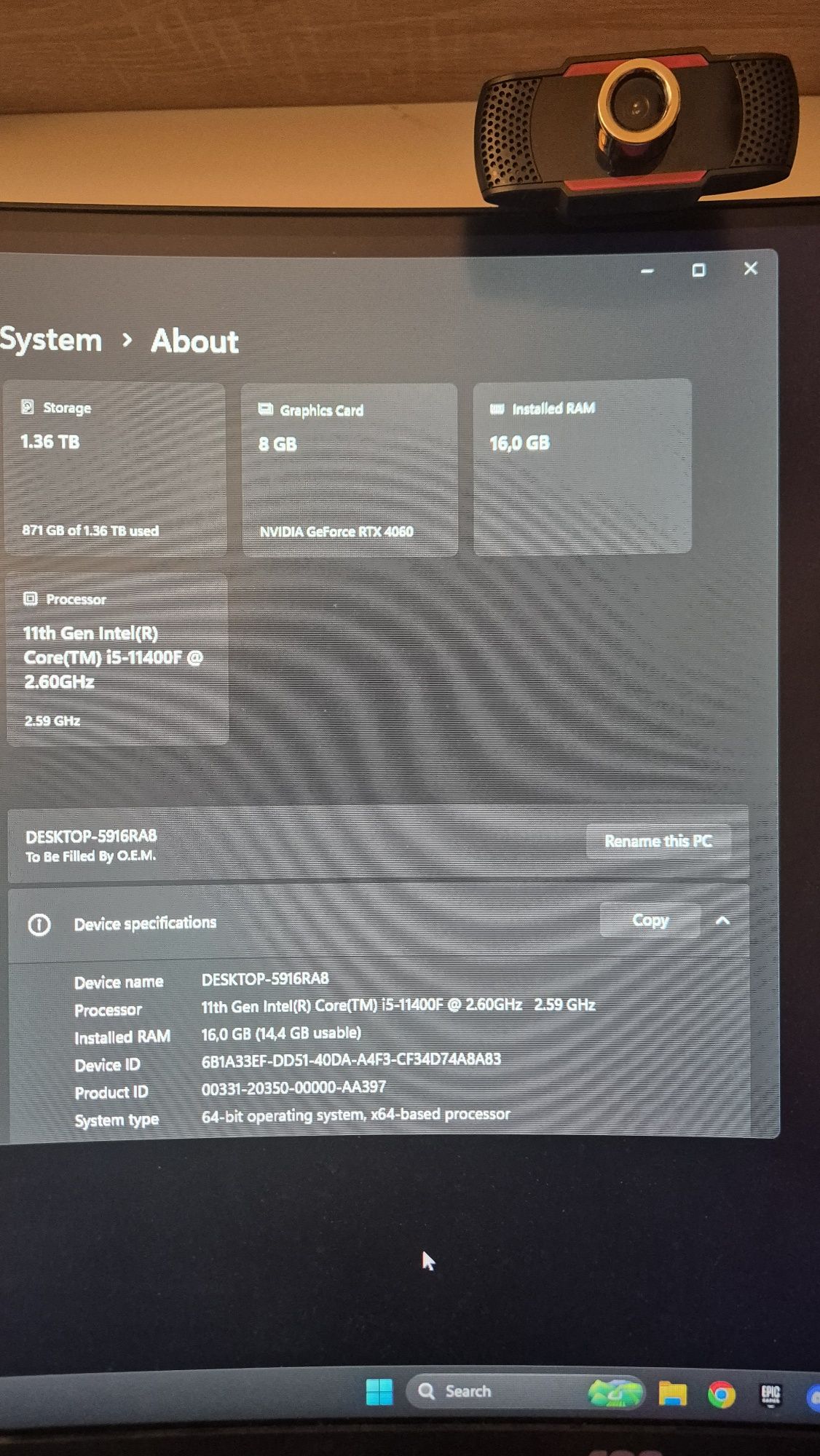 !!СПЕШНО!! Gaming компютър с rtx 4060 и i5 11400f със 16 gb ram