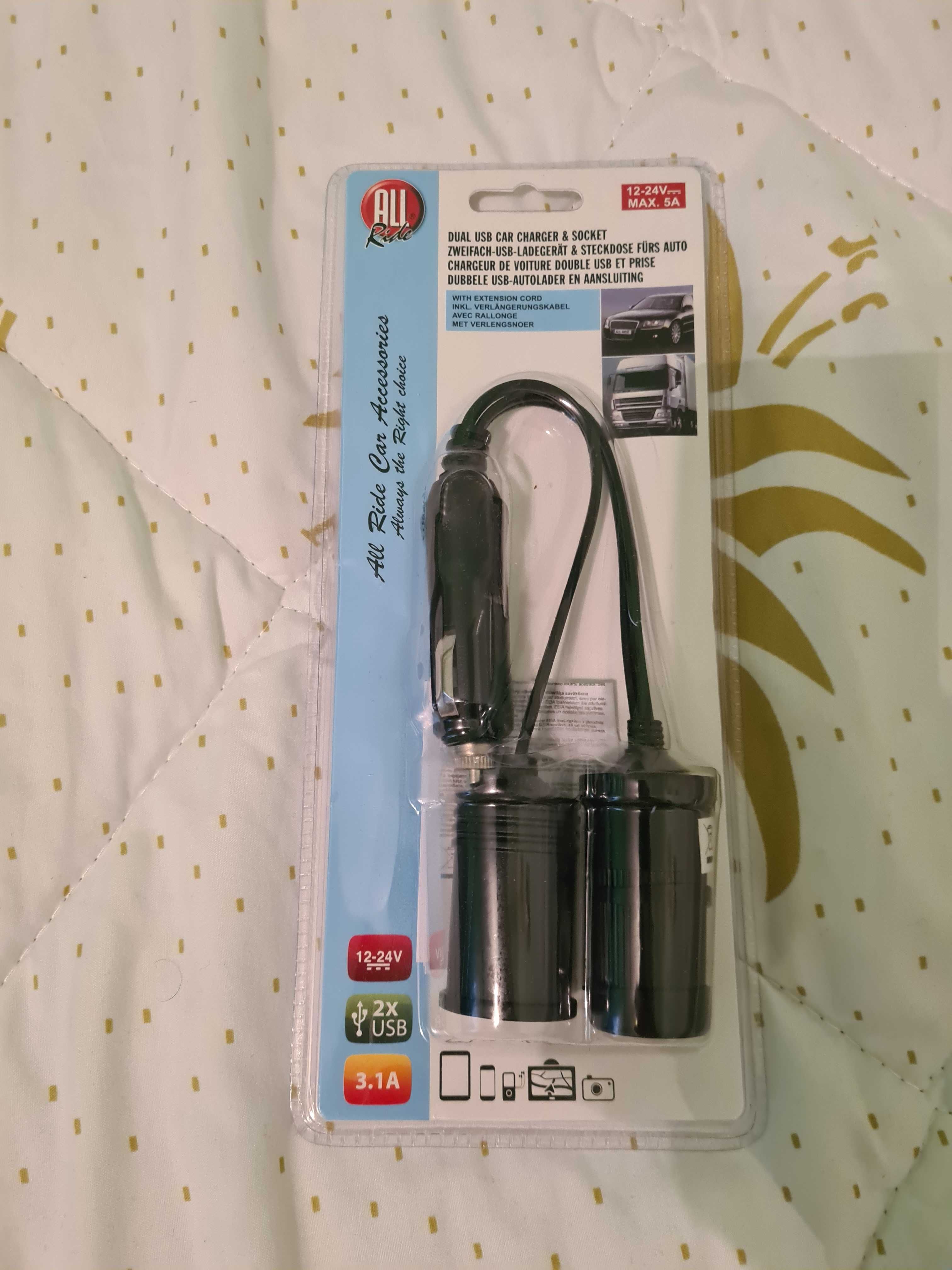 Incarcator auto 2x usb si priza