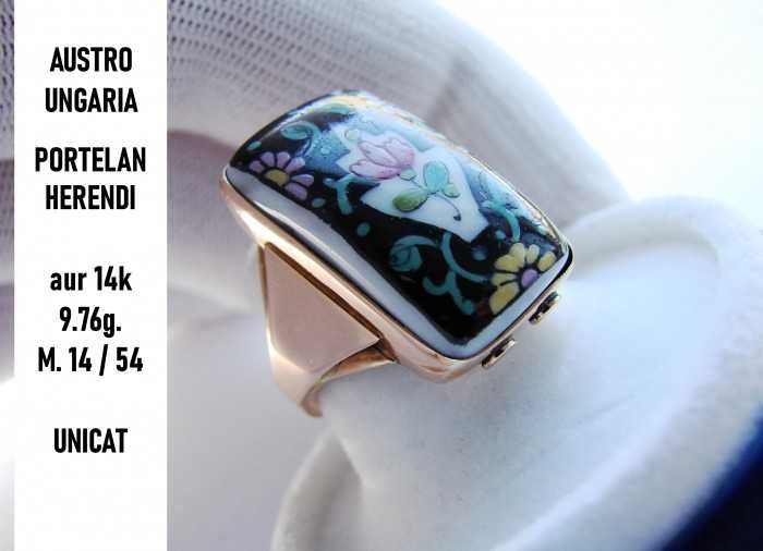 Inel Aur 14K Portelan Herendi Unicat