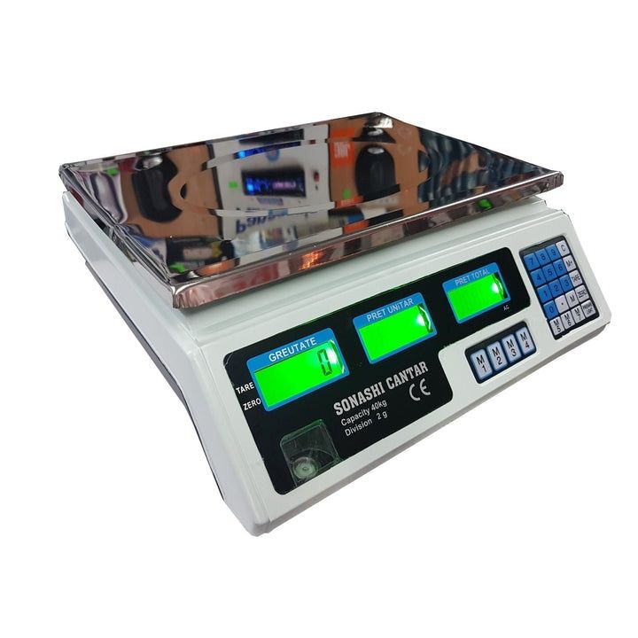 Cantar electronic portabil de 40 kg, cu afisaj LCD si Acumulator