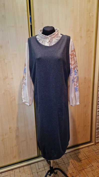 Очень интересный трикотажный сарафан/жилет/блуза