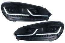 Faruri LED VW Golf 6 - FULL BLACK - 7 facelift look - Semnal dinamic -