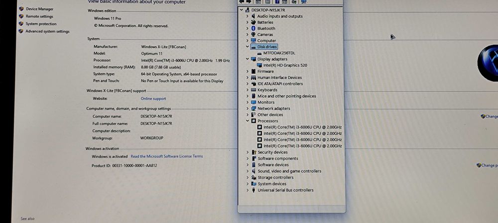 Vand Laptop Asus I3 8 GB ram DDr4 SSD 256 GB display 17.3 inch