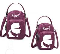 дамска чанта Karl Lagerfeld,розова чанта от еко кожа,маркова чанта