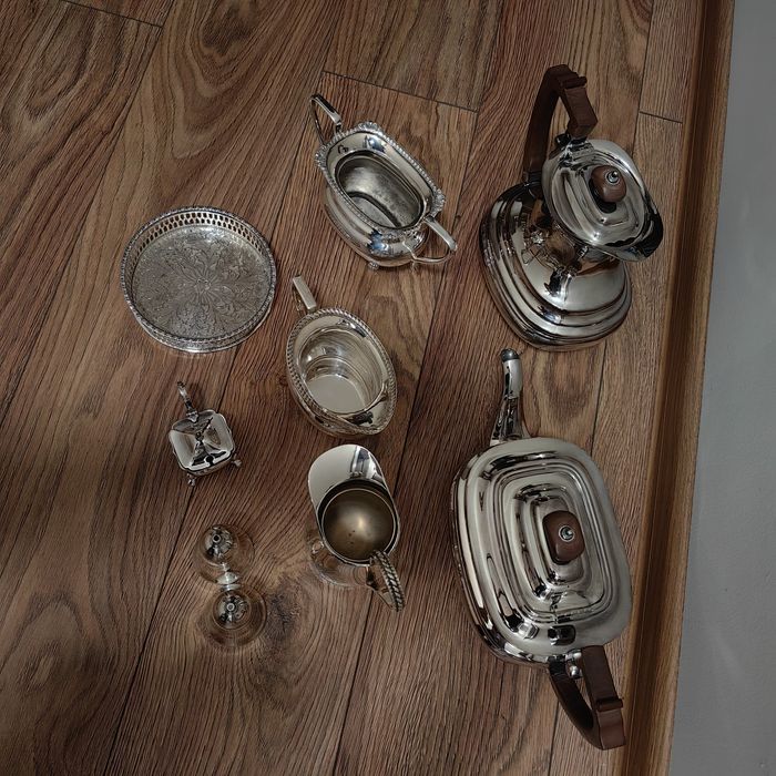 Антикварен посребрен комплект