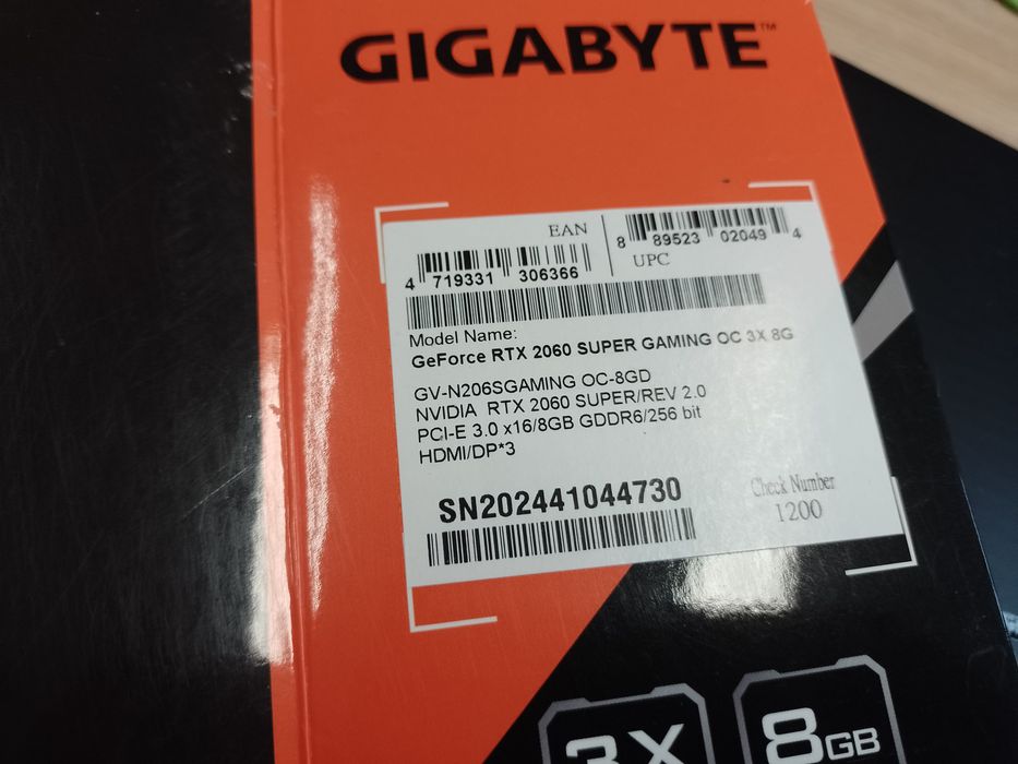 Видеокарта Gigabyte RTX2060 super 8GB