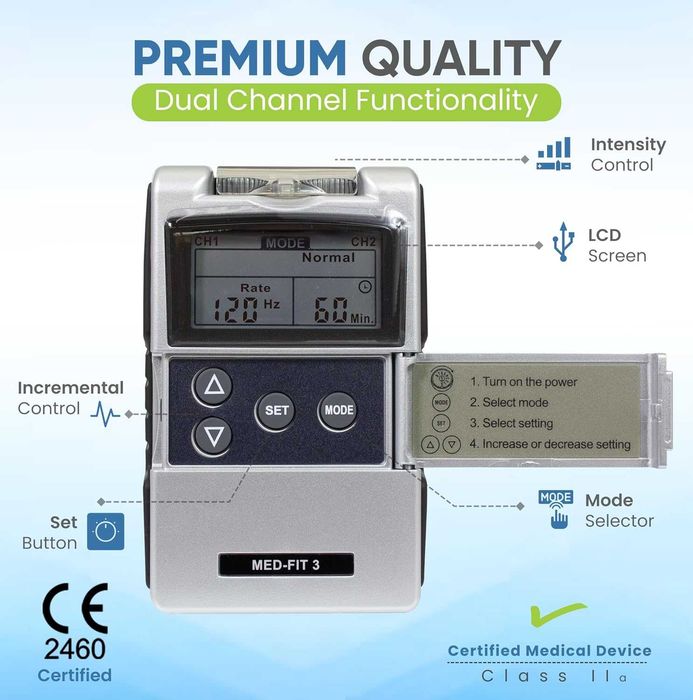 Aparat TENS digital Med-Fit 3 pT ameliorarea rapidă a durerii -sigilat