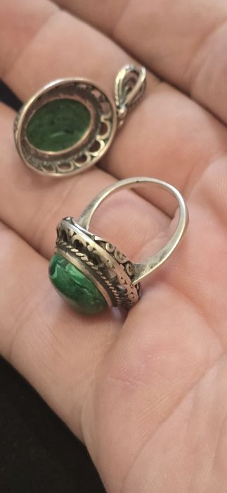 Set din argint Malachit