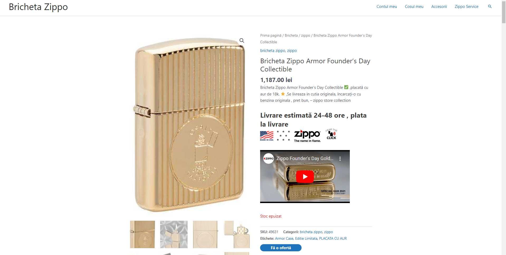 Vand bricheta ZIPPO founders day,editie limitata,FARA CUTIE