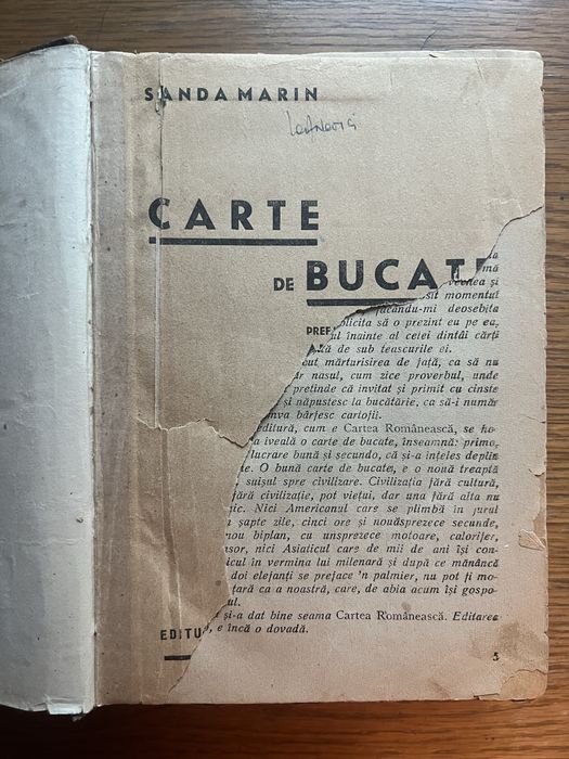 Carte de bucate, Sanda Marin, 1946