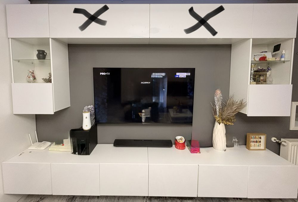 Mobila living alb lucios