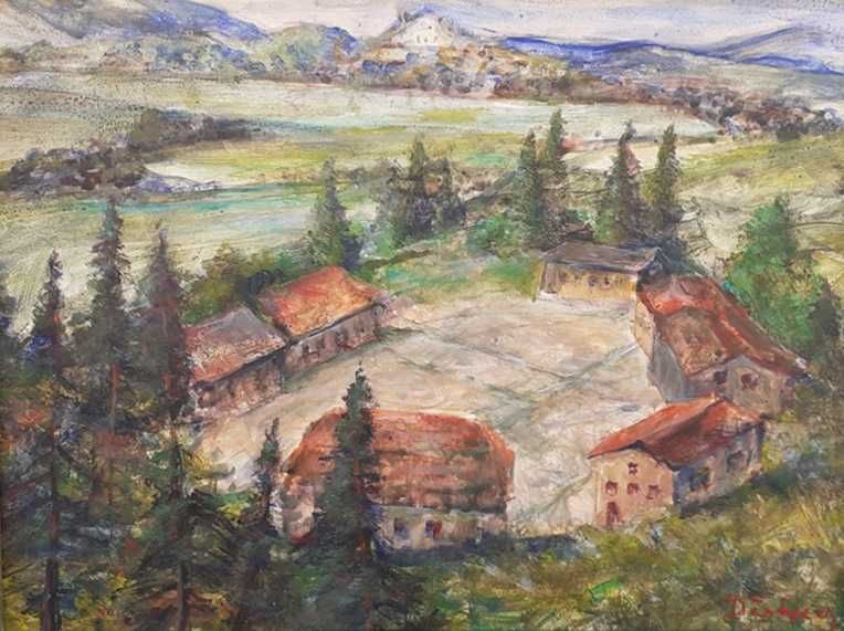 Tablou vechi - peisaj montan - semnat Darascu