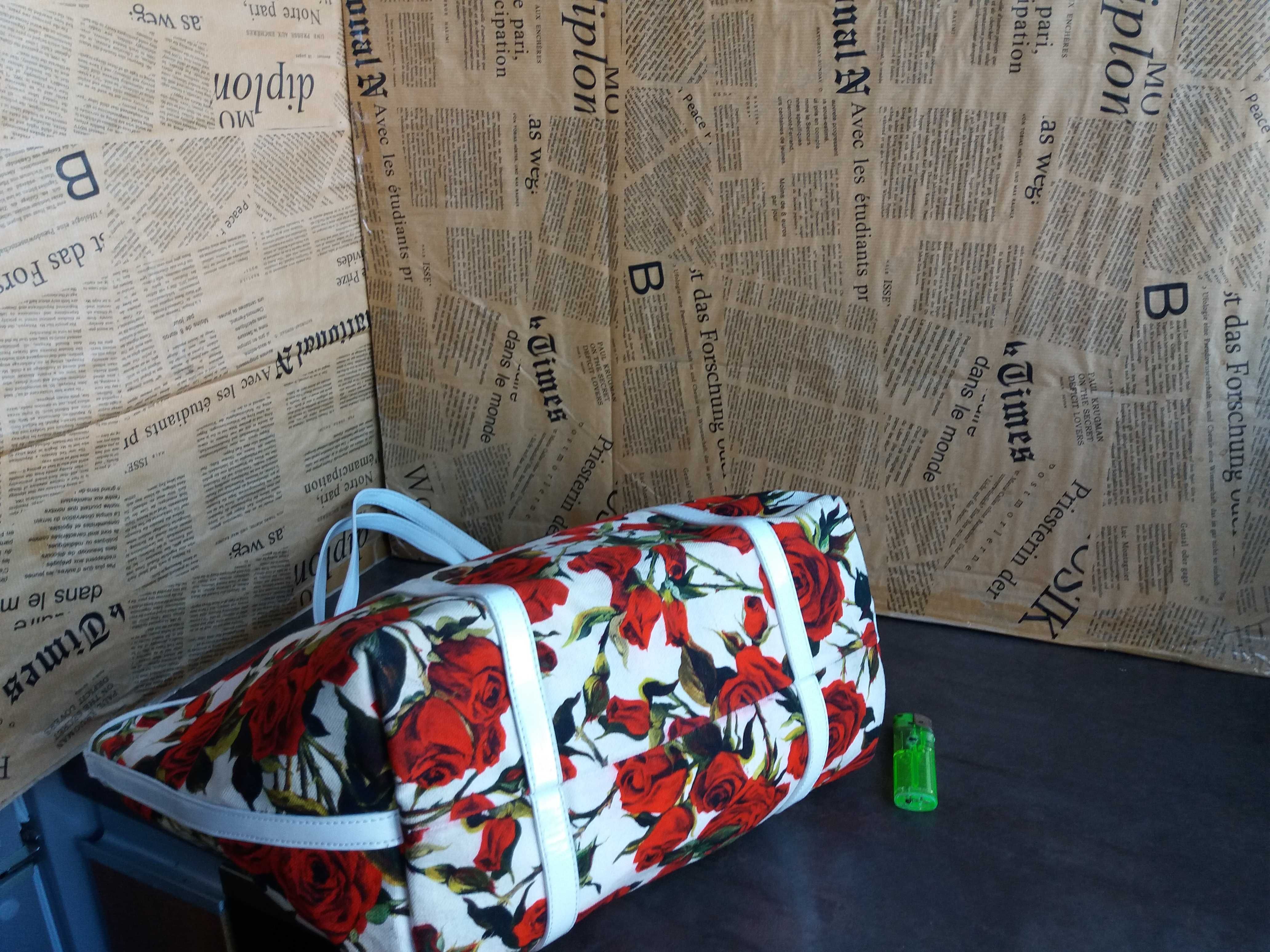 Daris/Текстилна чанта с кожени дръжки