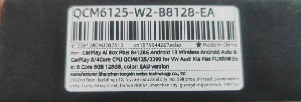 Android 13 AI BOX - carplay/android auto wireless