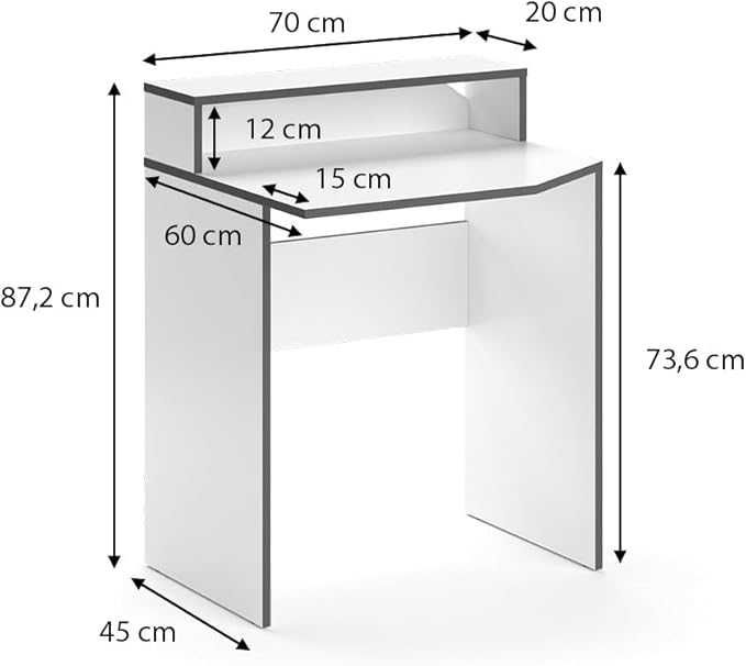 Игрална маса Vicco Kron, бяло/сиво, 70 x 60 см