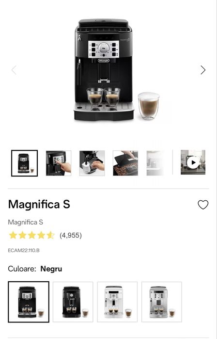 Aparat de cafea automat De Longhi model Magnifica S ECAM22.110.B