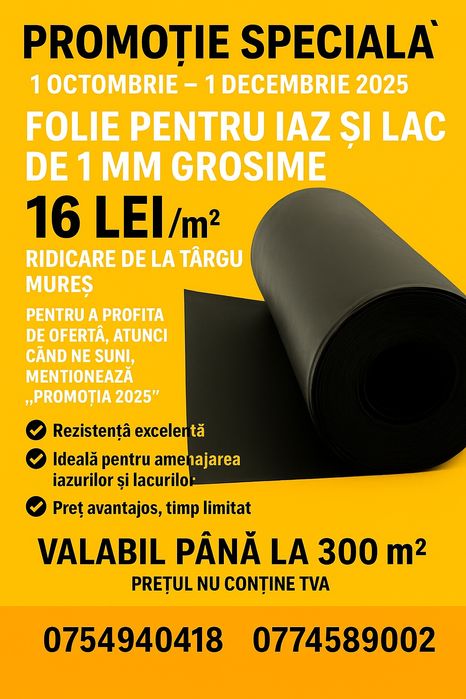Promoție 16lei/m2 Folie PVC pt lac.iaz !!!