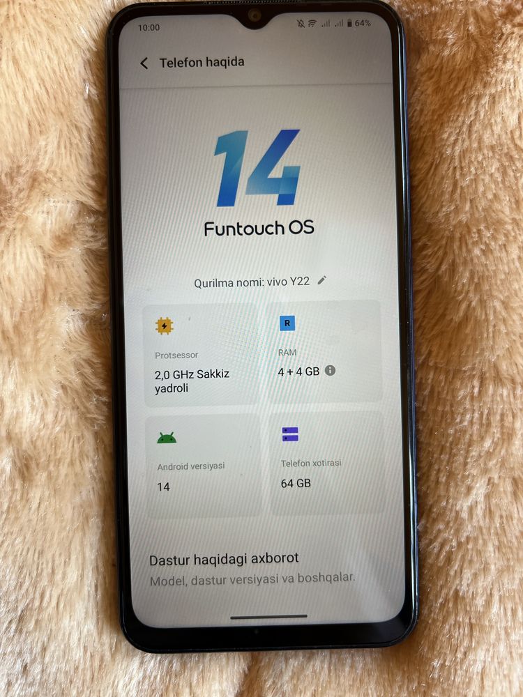Vivo Y22 ayol kishi ishlatgan ideal holatda