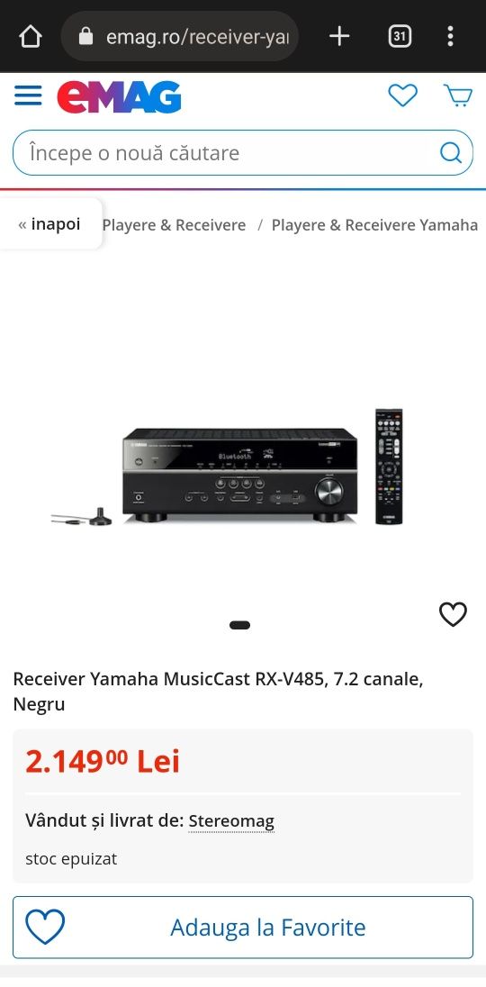 Sistem profesional receiver yamaha plus 2 boxe sau schimb