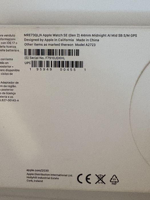 APPLE Watch SE (2nd Gen) V2, GPS, 44mm, sigilat, transport ZERO