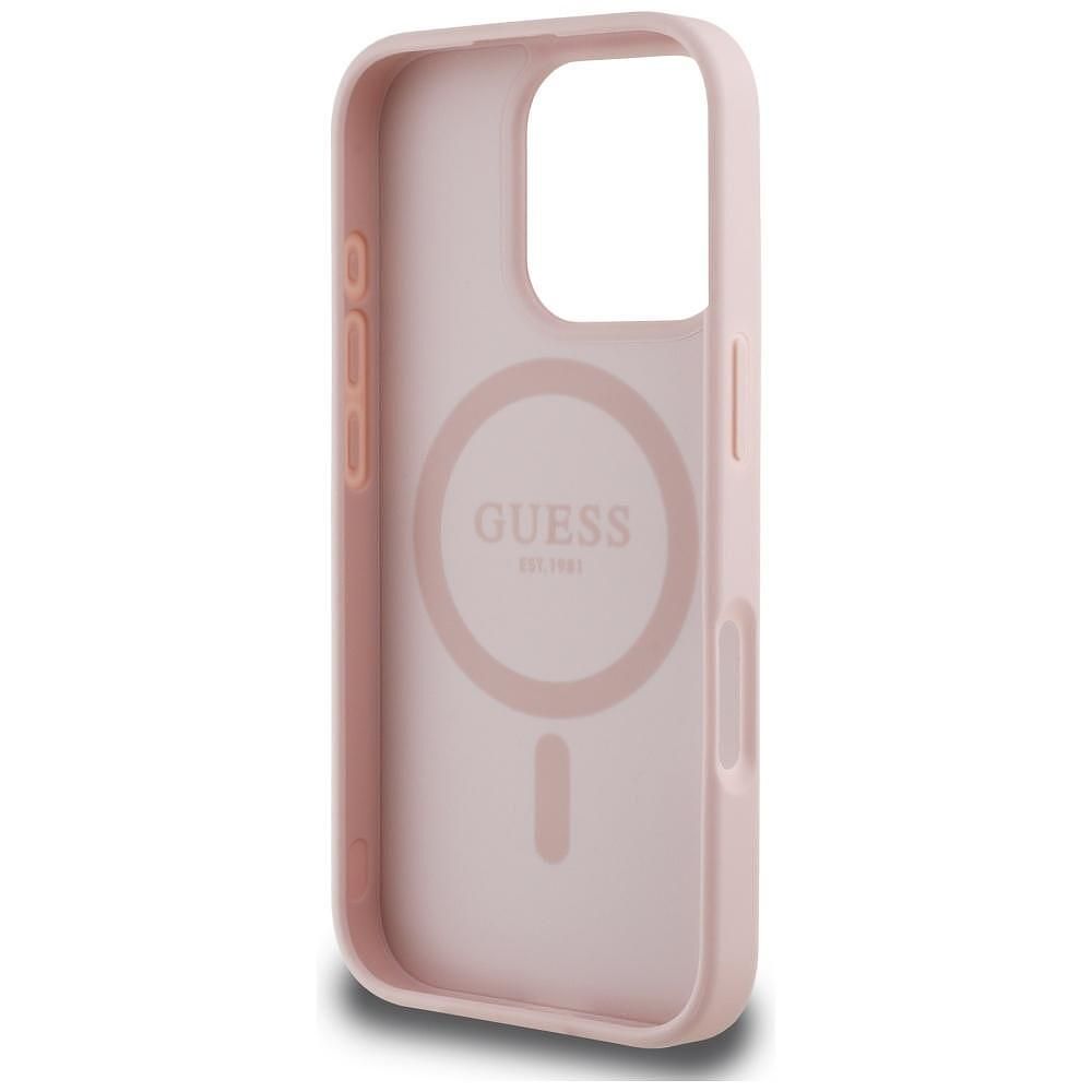 Guess grained flowers magsafe калъф за iphone 16 pro max – pink