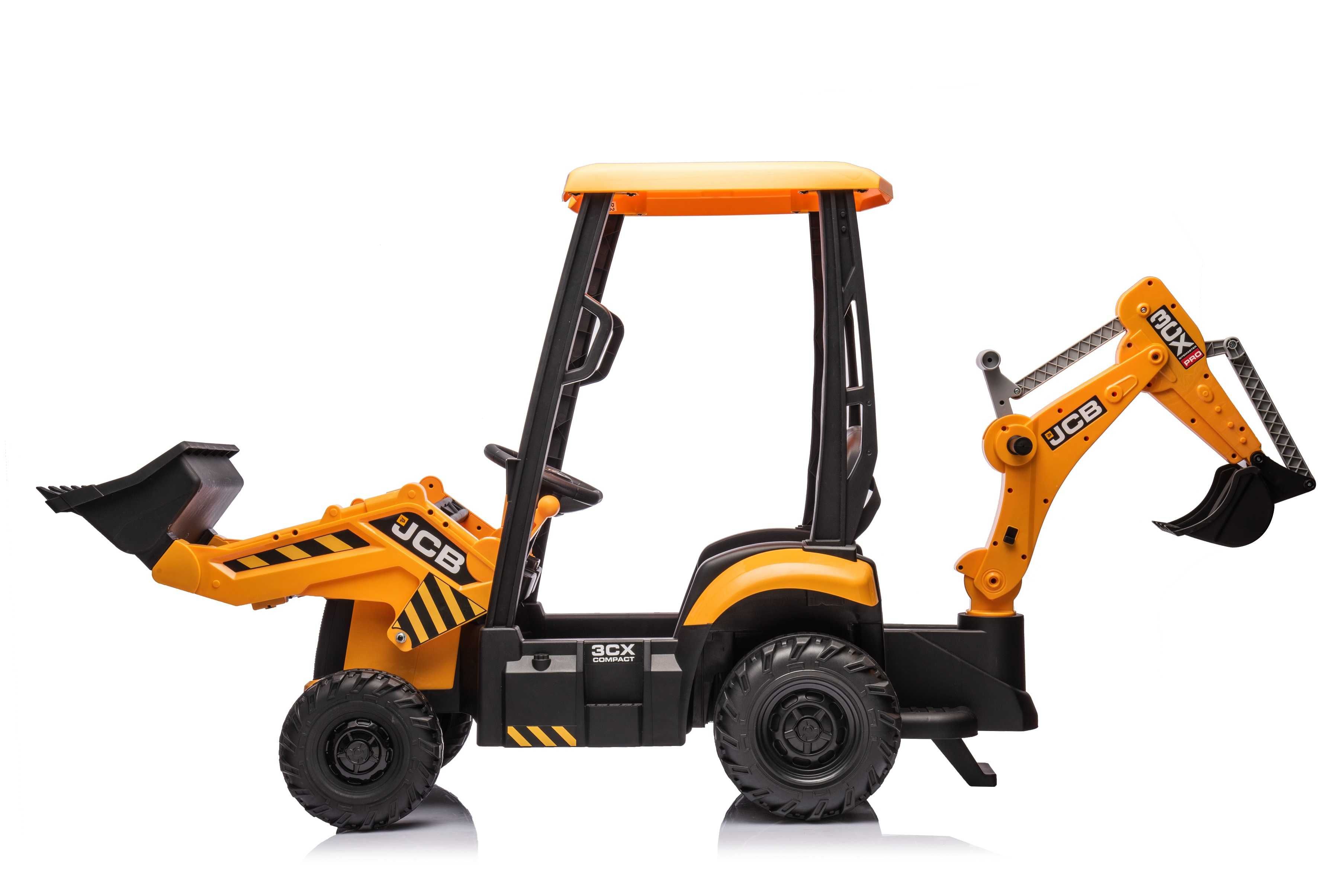 Tractoras electric pt. copii JCB 70W 12V, incarcator si cupa manuala