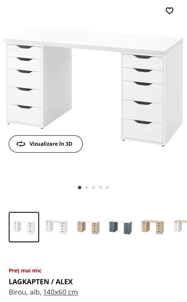 Birou + sertare Ikea culoare NEGRU
