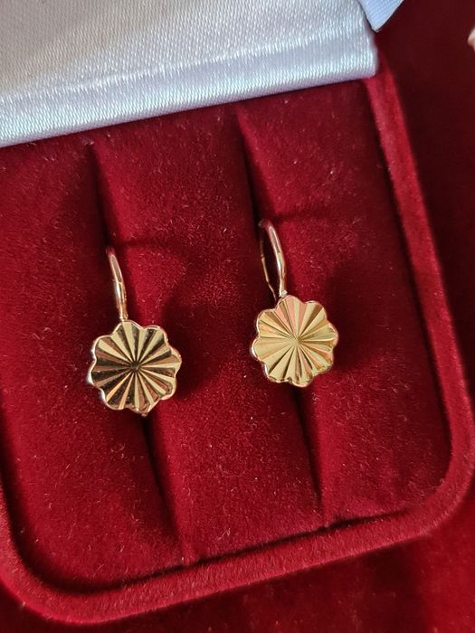 Золотые советские серьги Ромашки