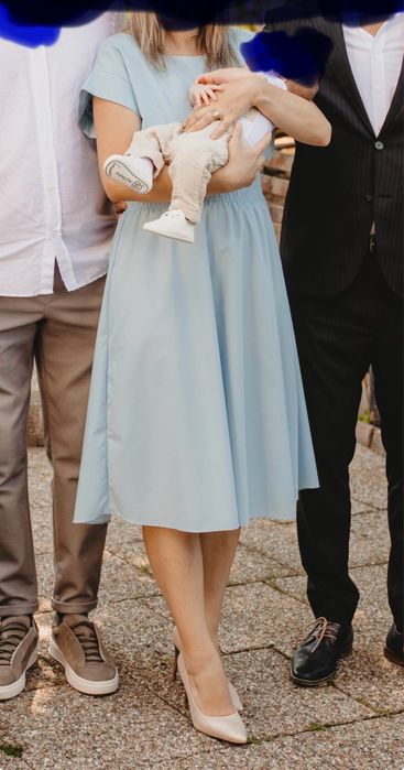 Rochie midi botez baby blue M